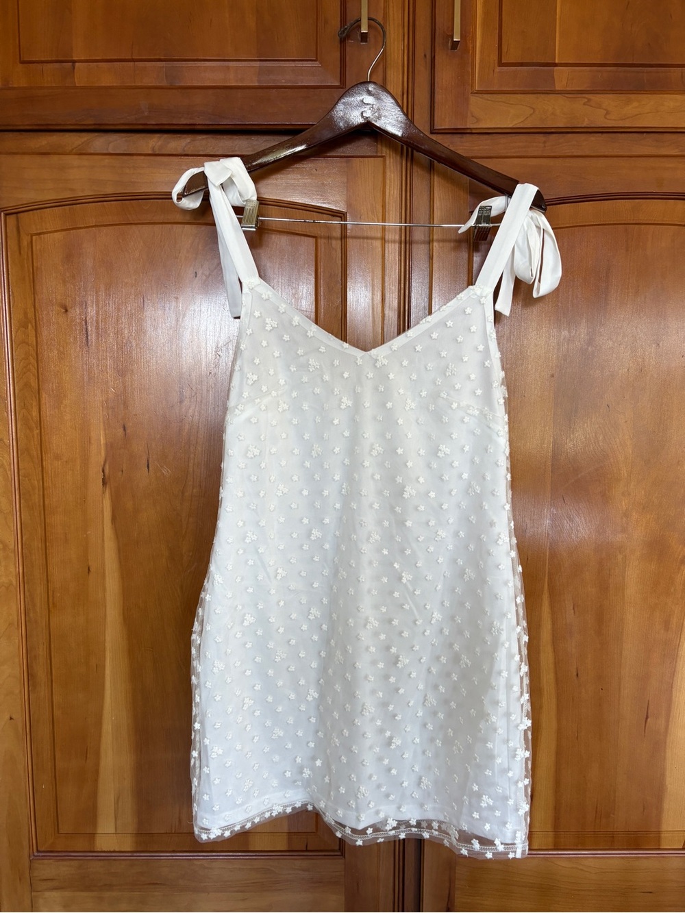 NWT Francesca's Collections Ivory Embroidered Tie-Shoulder Midi Dress